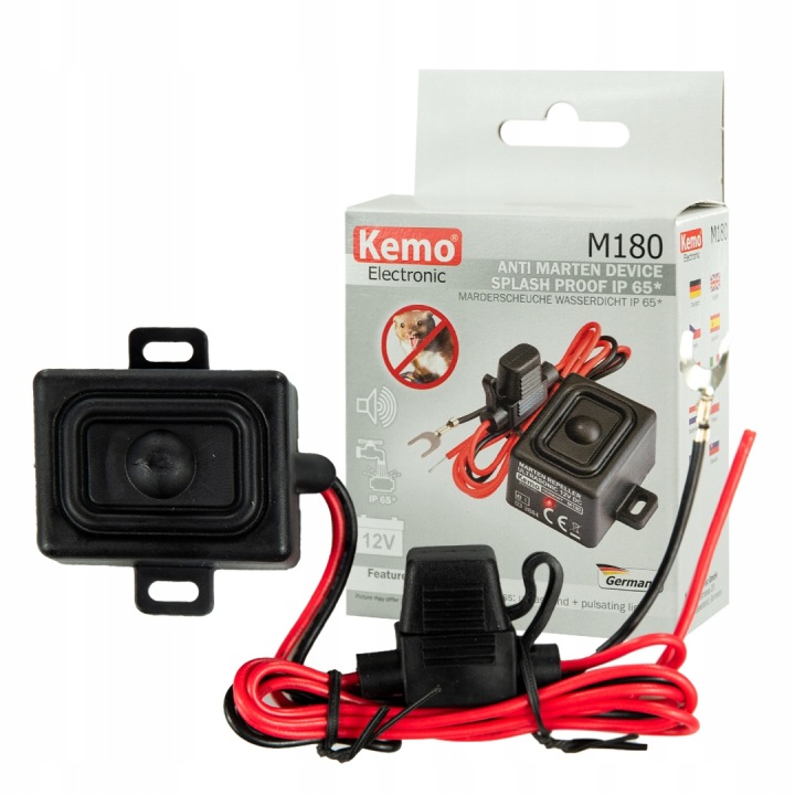 Kemo M180 odpudzovač kún a hlodavcov 12V, IP65, ultrazvukový, vodeodolný, bezpečný pre zvieratá – nemecká kvalita